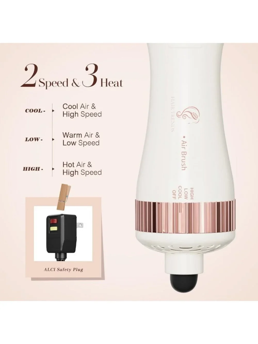 Dual Voltage Mini Hot Air Brush & Blow Dryer - Perfect for Travel & Styling